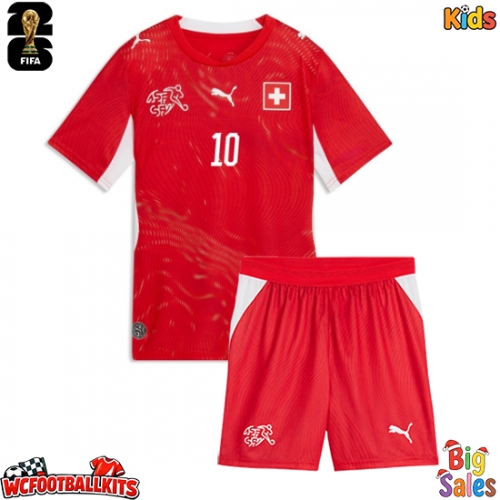 Switzerland Granit Xhaka #10 Replica Home Stadium Kit for Kids World Cup 2026 Short Sleeve (+ pants)